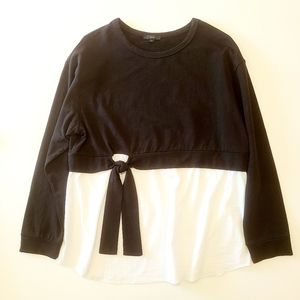 Anthropologie Drew Black and White Combo Tie Top EUC